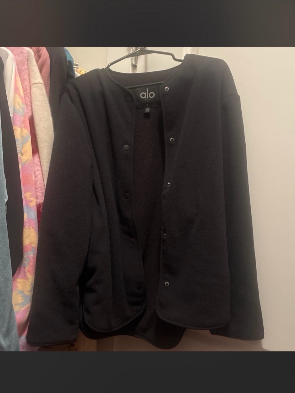 ALO Yoga Black Snap-Front Bomber Jacket